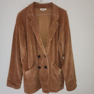 Madewell Women's Knit Brown Redford Corduroy Double-Breasted Blazer Jacket Sz M